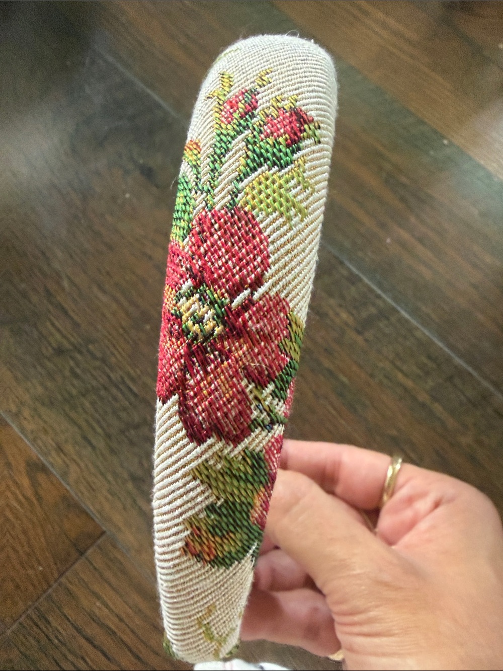 Floral Padded Headband - Pink & Green - Picture 3 of 3
